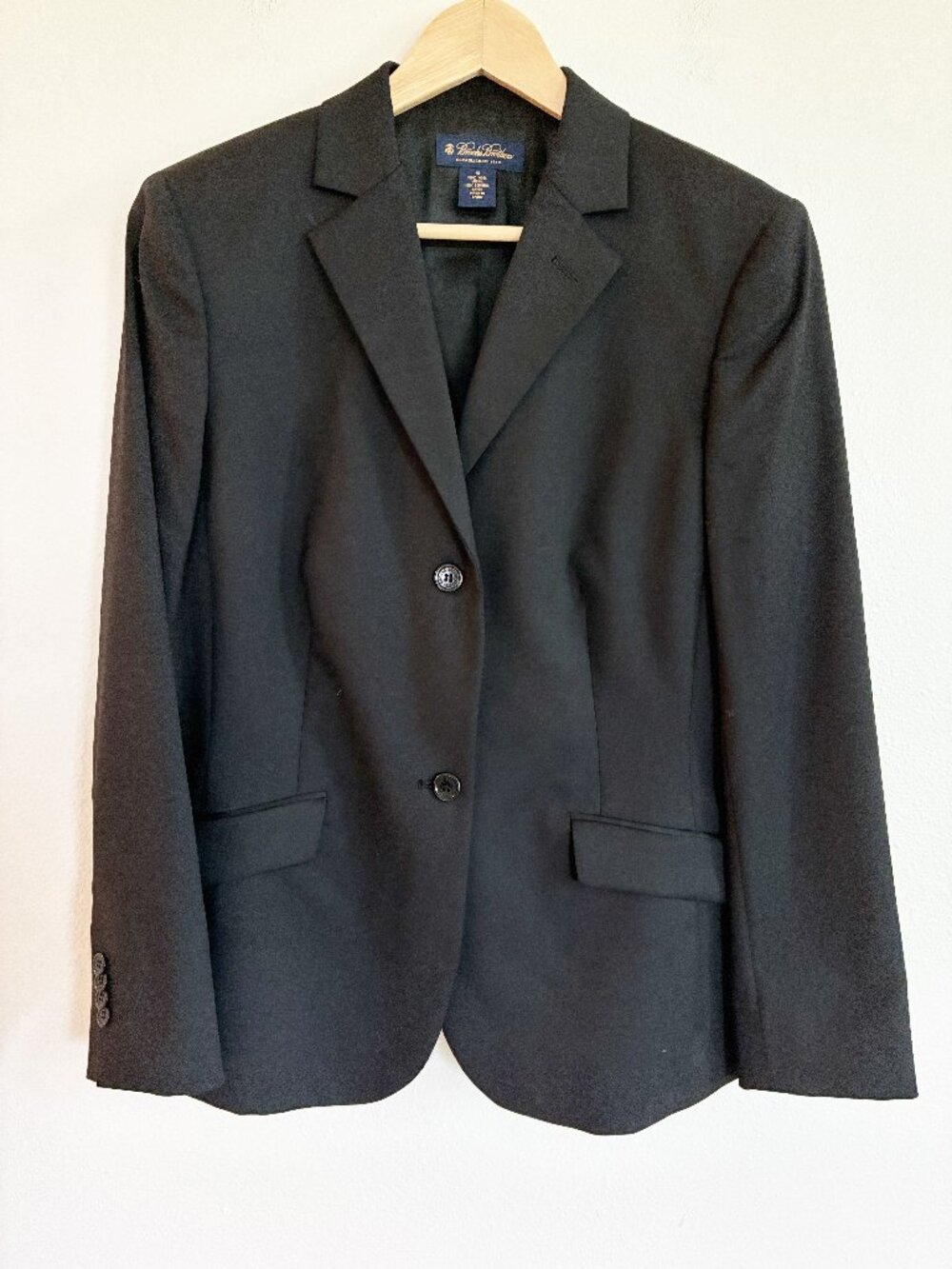 Brooks Brothers Blazer Black Wool Suit Jacket 2-Button Classic Lined